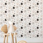 Papel de Parede Infantil Nuvens e Lua (Preto)