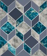 Papel de Parede Geométrico 3D Mármore com Cimento Queimado
