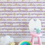 Papel de Parede Borboletas Douradas com Fundo Lilás