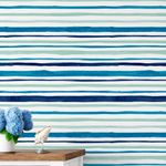 Papel de Parede Tons de Azul com Listras Assimétricas
