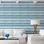 Papel de Parede Tons de Azul com Listras Assimétricas