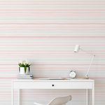 Papel de Parede Tons de Rosa e Verde com Listras Assimétricas