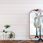 Papel de Parede Tons de Rosa e Verde com Listras Assimétricas