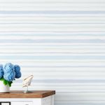Papel de Parede Tons de Azul e Verde com Listras Assimétricas