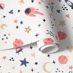 Papel de Parede Infantil Foguetes, Meteoros e Estrelas
