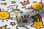 Papel de Parede Desenho Infantil Nuvens Sol e Estrelas