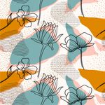 Papel de Parede Flores com Formas Abstratas Coloridas