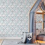 Papel de Parede Triângulos Azul Seco