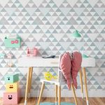 Papel de Parede Triângulos Azul Seco