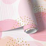 Papel de Parede Círculos Tons de Rosa com Dourado