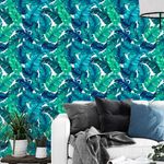Papel de Parede Folhas Azul e Verde