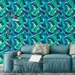 Papel de Parede Folhas Azul e Verde