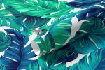 Papel de Parede Folhas Azul e Verde