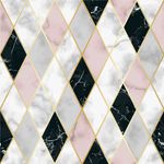 Papel de Parede Losangos Preto Branco e Rosa