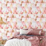 Papel de Parede Triângulos Rose Gold e Dourado