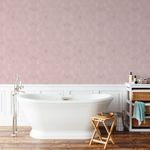 Papel de Parede Rose Gold com Linhas  Onduladas Douradas