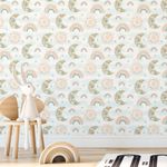 Papel de Parede Arco Íris e Lua Com Flores