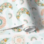 Papel de Parede Arco Íris e Lua Com Flores