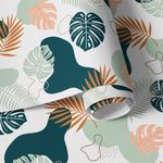 Papel De Parede Abstrato Folhagens Tropical
