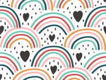 Papel de Parede Infantil Arco Iris Com Corações