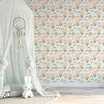 Papel de Parede Infantil Balões, Arco Íris e Flores
