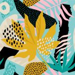 Papel de Parede Folha Abstrata Tropical