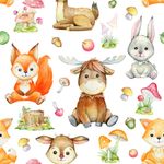 Papel de Parede Infantil Animais Aquarela