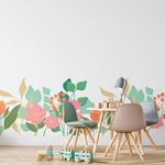 Adesivo de Parede Infantil Ramo de Flores e Folhas