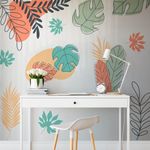 Adesivo de Parede kit Boho Folhas Tropical Colorido