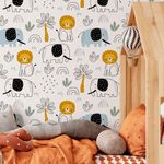 Papel de Parede Infantil Animais Safari Desenho