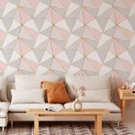 Papel de Parede Geométrico Line Gold Rose