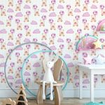 Papel de Parede Infantil Ursinho Com Nuvens e Balões
