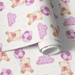 Papel de Parede Infantil Ursinho Com Nuvens e Balões