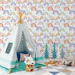 Papel de Parede Infantil Arco Íris Com Estrelas