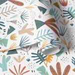 Papel de Parede Infantil Selva Abstrata Fundo Branco