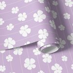Papel de Parede Infantil Listras Floral Fundo Lilás