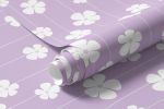 Papel de Parede Infantil Listras Floral Fundo Lilás