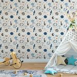 Papel de Parede Infantil Espaço Foguete Planetas