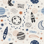 Papel de Parede Infantil Espaço Foguete Planetas