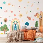 Adesivo de Parede Para Quarto Infantil Arco Íris, Árvores, Sol e Formas