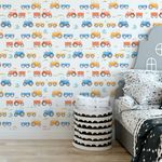 Papel de Parede Infantil Tratores Aquarela