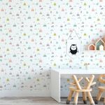 Papel de Parede Montanhas Flores e Ramos