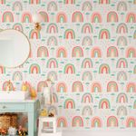 Papel de Parede Infantil Arco Íris Com Nuvens