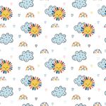 Papel de Parede Infantil Sol e Nuvens
