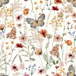 Papel de Parede Aquarela Flores e Borboletas