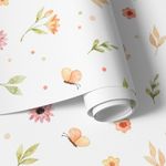 Papel de Parede Flores e Borboletas Aquarela