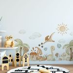 Adesivo de Parede Infantil Jardim dos Dinossauros Aquarela