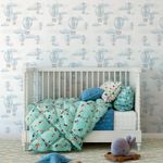 Papel de Parede Balões Aquarela Em Tons de Azul Claro