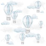 Papel de Parede Balões Aquarela Em Tons de Azul Claro