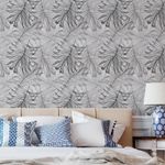 Papel de Parede Folhagem Cinza